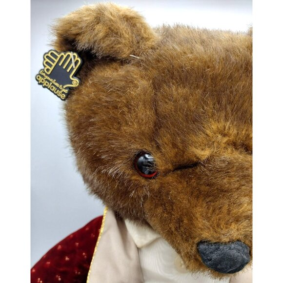 Applause Teddy Bear Red Evening Robe Slippers Vintage 1986 23 Inches Soft Plush - Picture 6 of 16